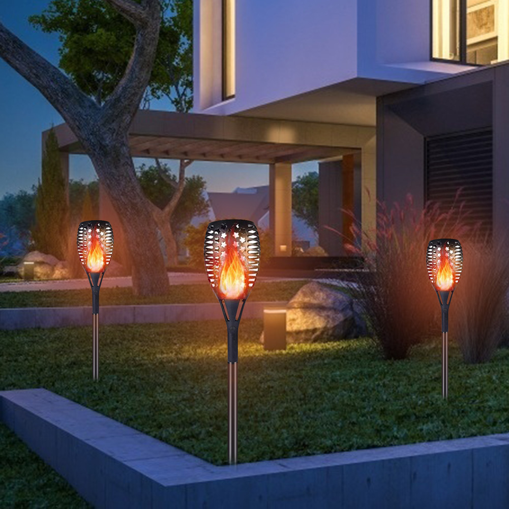 Led 태양 스틱 조명 자동 유도 LED 스타 태양 빛 불꽃 램프 정원 잔디 삽입 된 램프 태양 Bollard 빛